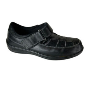 Orthofeet Sarasota Beach Black Leather Fisherman Style Comfort Shoes Size 11XW